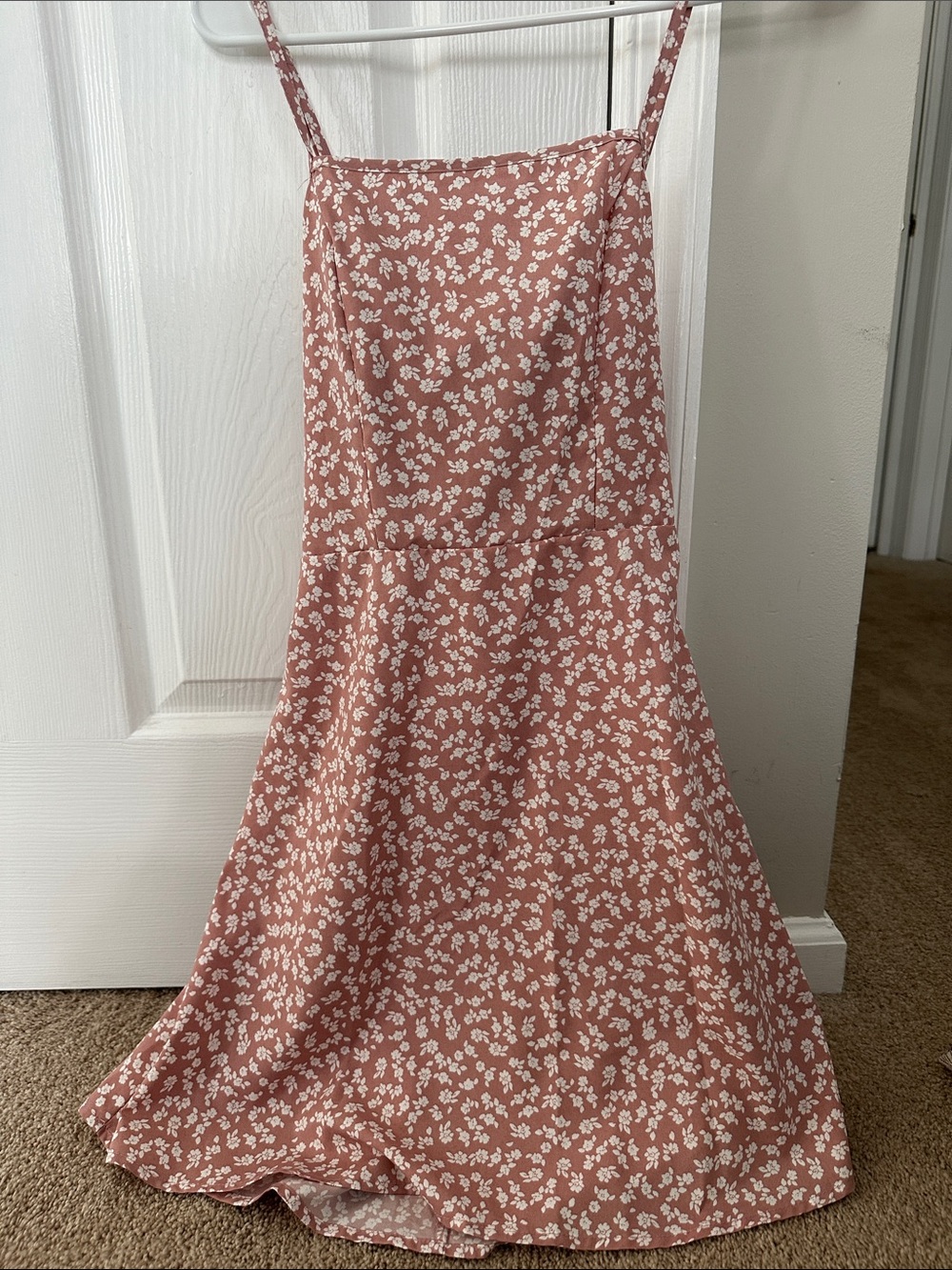 SHEIN Rose Dusty Pink Mini Skirt with White Floral Print